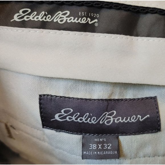 EDDIE BAUER Mens 38 x 32 Khaki Front Pleated Casual Trouser Pants - Picture 3 of 4